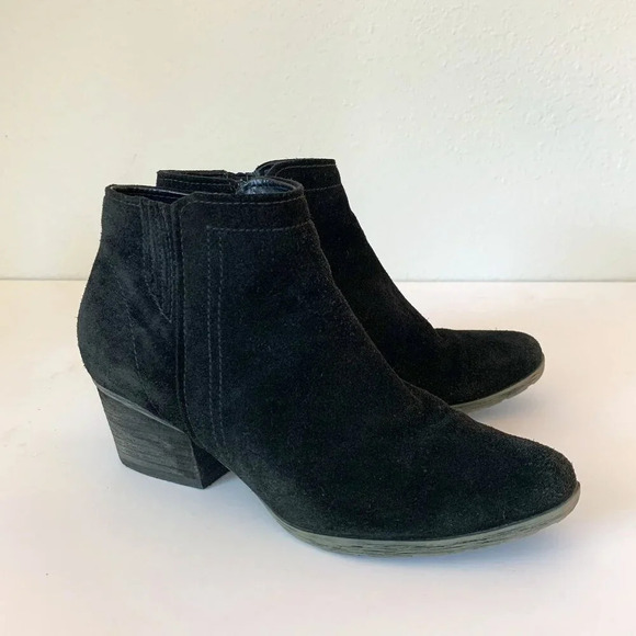 Blondo Valli Waterproof Nubuck Leather Ankle Booties Women's sz 8 Black 2" Heel - Picture 1 of 10